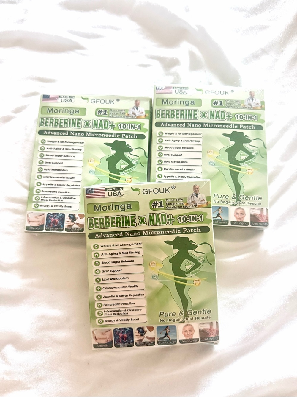 Moringa Berberine x NAD+ 10-in-1 Advanced Nano Microneedle Patch - Green 3packs